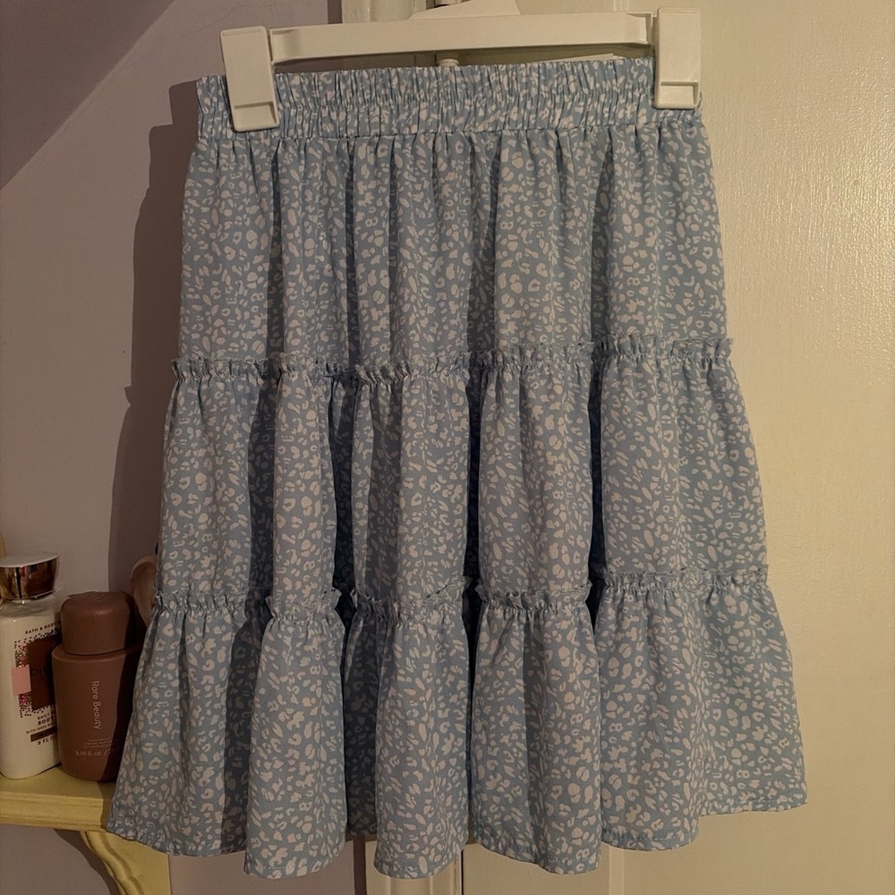 Blue with white patterns skirt size small from Shein
